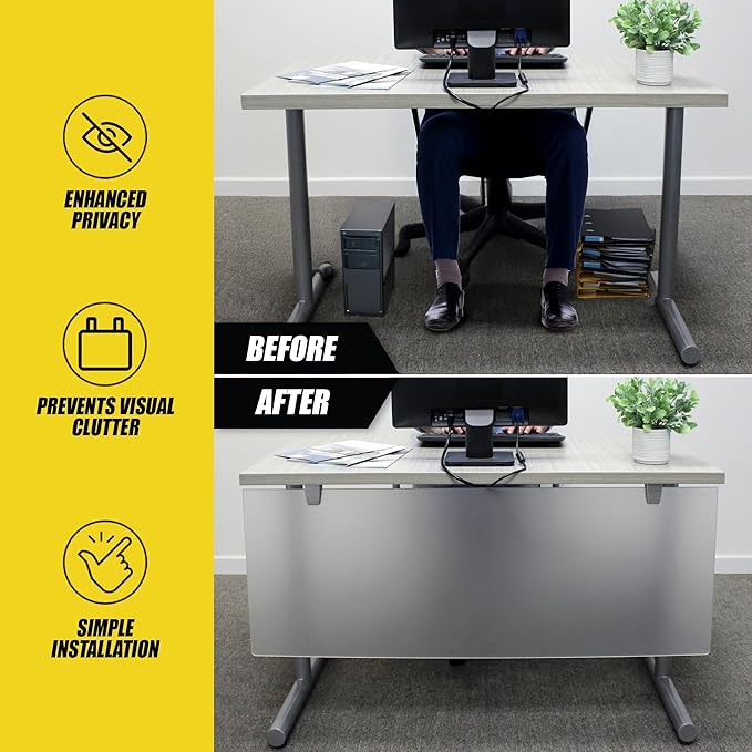 OBEX Table Mounted Modesty Panel Acrylic Desk Privacy Panel & Barrier for Office Cubicle, 12" x 30", Frosted
