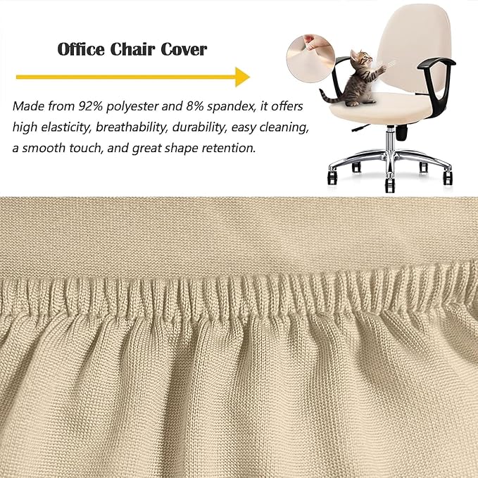 Office Chair Covers - 2 Piece Protective Stretchable Chair Seatcovers Stretch Chair Slipcover, Removable Washable Universal Armchair Cover Slipcover Chair Seat Cover Protector Cover