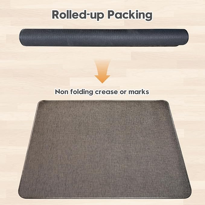 Sycoodeal Office Chair Mat for Hardwood & Tile Floor, 48" x 55" Heavy Duty Computer Gaming Chair Mat for Rolling Chairs Non-Curve, Anti-Slip, Floor Protector for Home Office (Coffee)