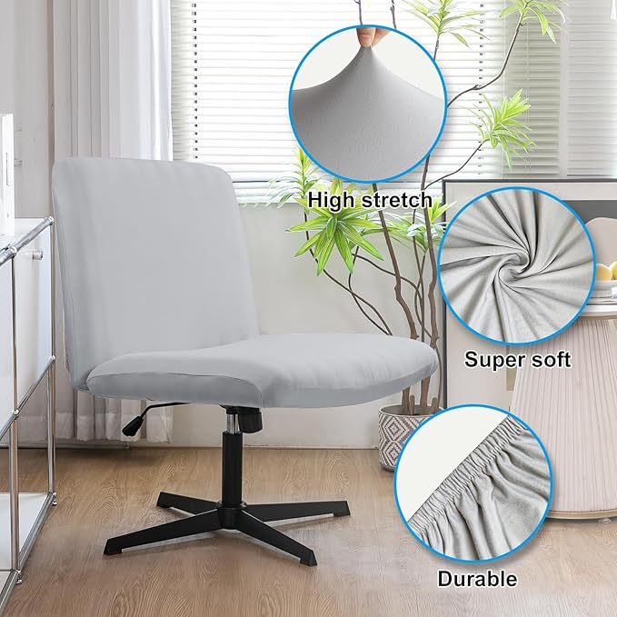 Iauddy Armless Criss Cross Office Desk Chair Cover Slipcover,Accent Mid Back Wide Swivel Task Vanity Slipper Chair Protector Stretch Removable Without Arms for Accent Chair