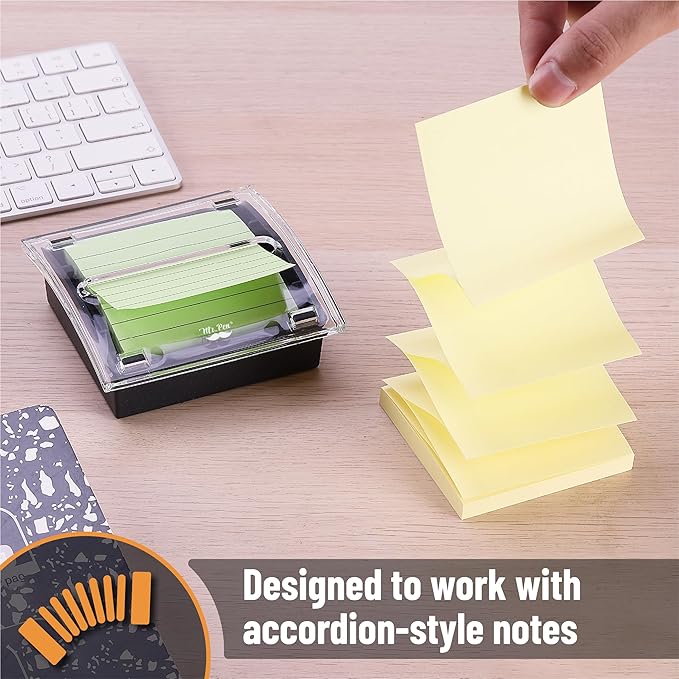 Mr. Pen- Pop Up Note Dispenser, 3" x 3", 6 Pack, Black Base, Clear Top, Sticky Note Dispenser, Sticky Note Holder for Desk