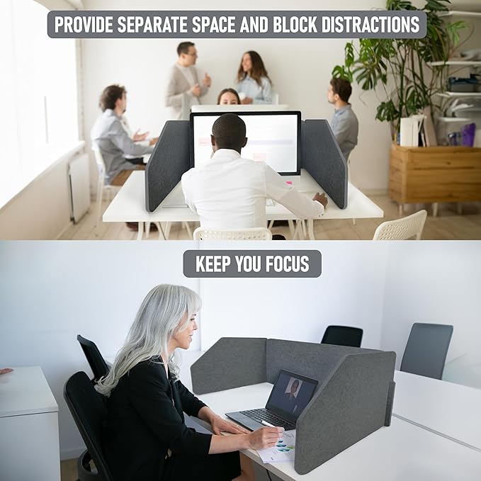 29.1"x22.8"x1.2" Acoustic Desk Divider, Sound Absorbing, Freestanding Soundproof Privacy Panel, Reduce Noise, Increase concentration, Made from High Quality Polyester (African Grey)