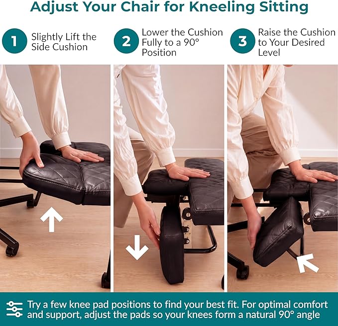 Ergonomic Cross Legged Office Chair with Foot Rest for Kneeling Seating - Crisscross Desk Chair with Wheels for ADHD to Sit Cross Legged - Multi-Position Adjustable Seat with Back Support for Women