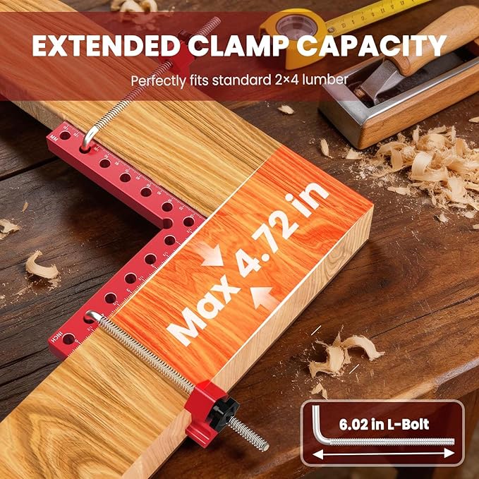 WETOLS Corner Clamps for Woodworking, 4Pcs 5.5" Aluminum Alloy Right Angle Clamp, Spreader Positioning Squares with 6-Sided Scales, 90 Degree Clamp for Cabinets, Drawers, Shelves, Frames
