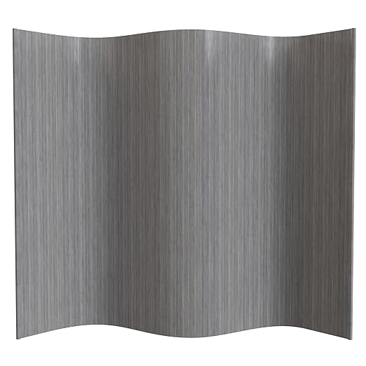 Red Lantern 6 ft. Tall Bamboo Wave Screen - Grey