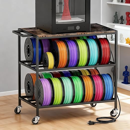 3D Printer Stand with Filaments Storage-Small 3D Printer Table for consumables Storage,Heavy Duty 3D Printer cart Desk Suitable for workshops, Studios and Offices
