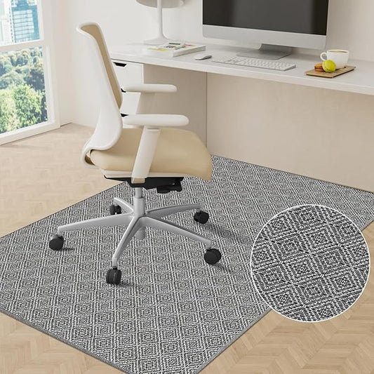 KMAT Office Chair Mat, 36x48in Heavy Duty Hardwood/Tile Floor Protector, Floor Mat Computer Desk Mat for Rolling Chairs, Work, Study, Office, Grey