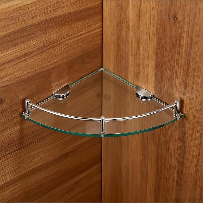8-Pack Adjustable Metal Shelf Brackets, Semi-Circular Glass Clips, Wall Mount Support Clamp Holder for 6-10mm Shelves in Bathroom, Kitchen, Closet & Living Room, Brushed Nickel Cabinet Hardware