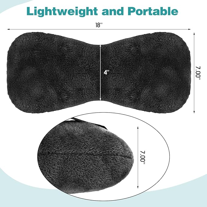 Colingmill 1 Pc Neck Pillow for Recliner Headrest Pillow Bone Shaped Chair Plush with Adjustable Strap Neck Support and Pain Relief Curve Head Cushion for Car Travel Airplane (Black)