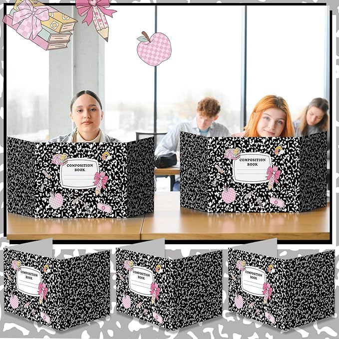 AmazingSpark 24 Pcs Composition Notebook Privacy Folders Desk Dividers Testing Dividers for Students Desk Classroom Easy Clean Privacy Folder Boards for School Teacher Office Home Study Supplies