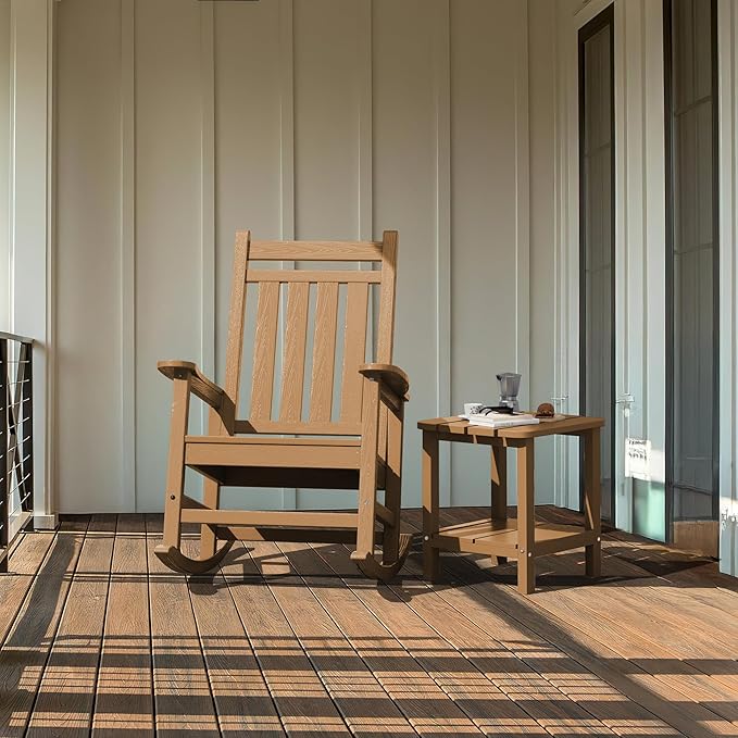 SERWALL Double Adirondack Side Table Rectangular End Table Set of 4, Brown