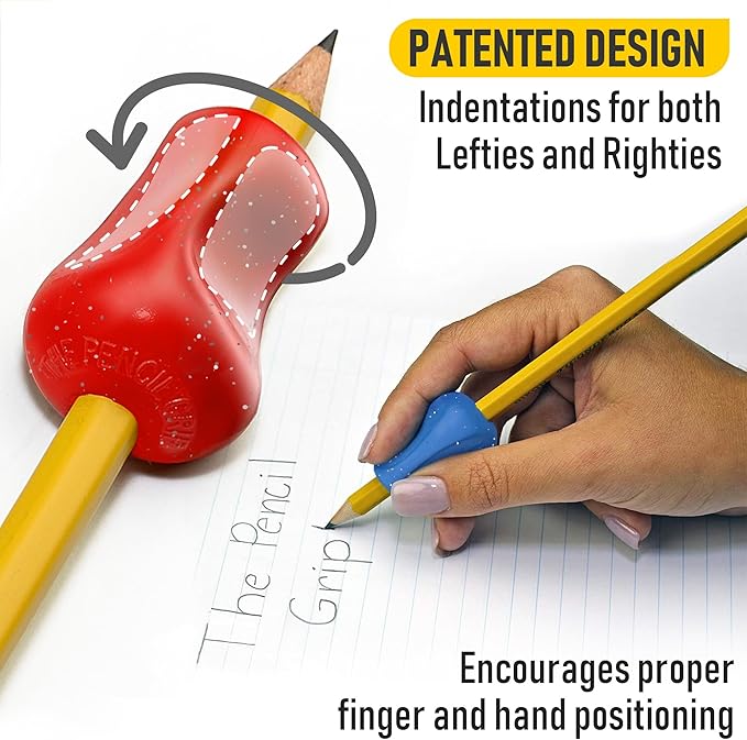 The Pencil Grip Glitter Pencil Grippers 6 Pcs, Pencil Grips for Kids Handwriting, Ergonomic Pen Grip for Righties & Lefties, Pencil Holder for Kids, Toddlers, Adults, Writing Tool with Finger Cushion