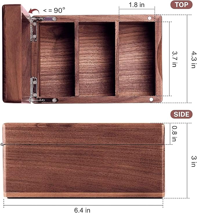 MaxGear Business Card Holder for Desk, 2.2" x 3.5" Walnut Wood Business Card Organizer, Index Cards Box Holds 300 Cards, 3 Divider Boards, Includes A-Z Tabs, Desktop Organizers for Office & Home