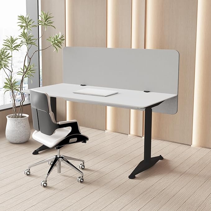 47.2" Privacy Desk Divider Panel, Acoustic Divider Panels for Office, Clamp-on Cubicle Office Room Dividers, Easy Assemble, Light Grey