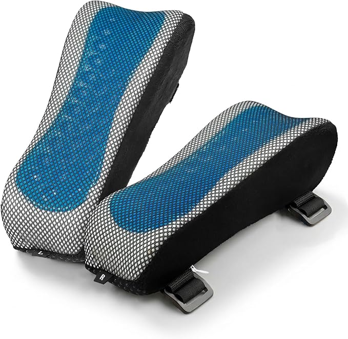 Office Chair Arm Pads, Ergonomic Memory Foam Wheelchair Cover, Arm Rest Pillow for Desk, Computer, Gaming and Elbows (Cooling Arm Rest Pillow)