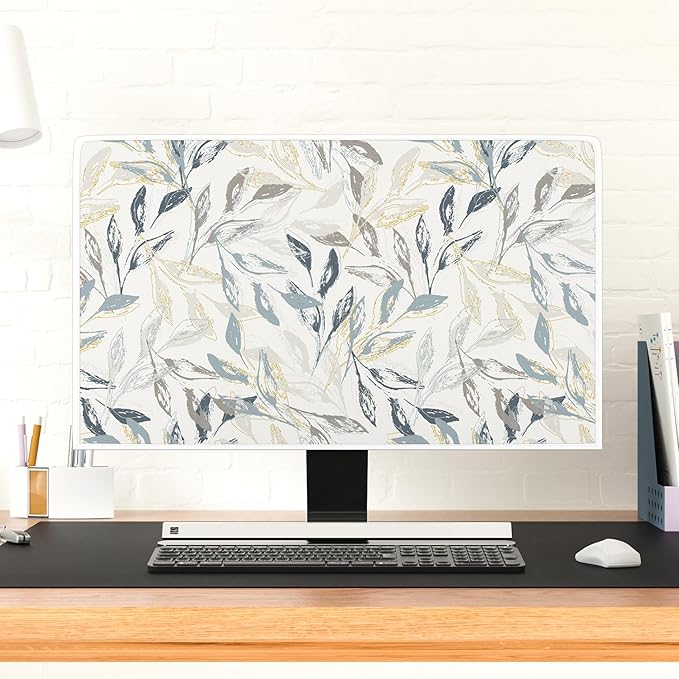 Bohemian Floral Waterproof Screen TV Covers 75 Inch Artistical Boho Botanical Decorative Dust-Proof Television Covers for Desktop PC Protector Full Body Cover for TV Screen