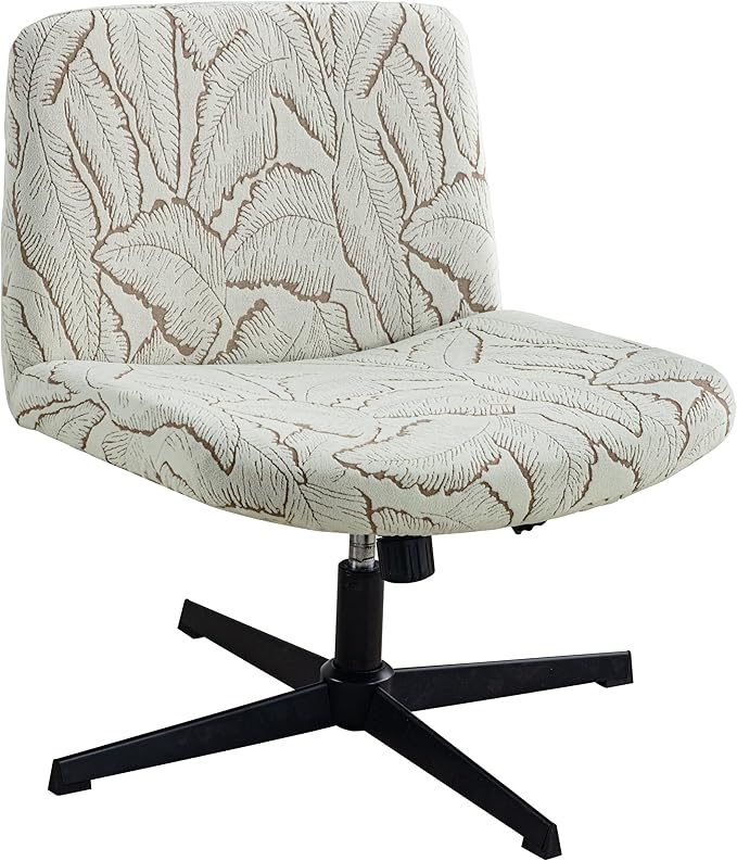 LavishCover Waterproof Palm Leaf Criss Cross Chair Cover, High-Stretch Flocked Fabric, Armless Office & Desk Chair Protector Against Stains and Wear(Khaki,Palm Leaf, Just The Cover,No Chair)