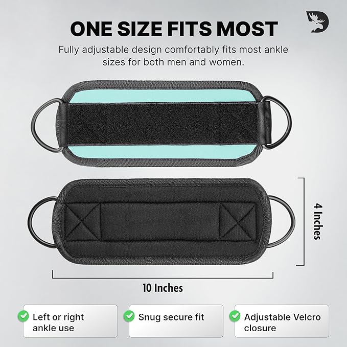DMoose Fitness Ankle Strap for Cable Machine - One Size Fit with Premium Padding Cuffs, Ankle Bands for Working Out, Booty Workouts, Leg Extension, Hip Abductors, Kickbacks & Lower Body Exercises