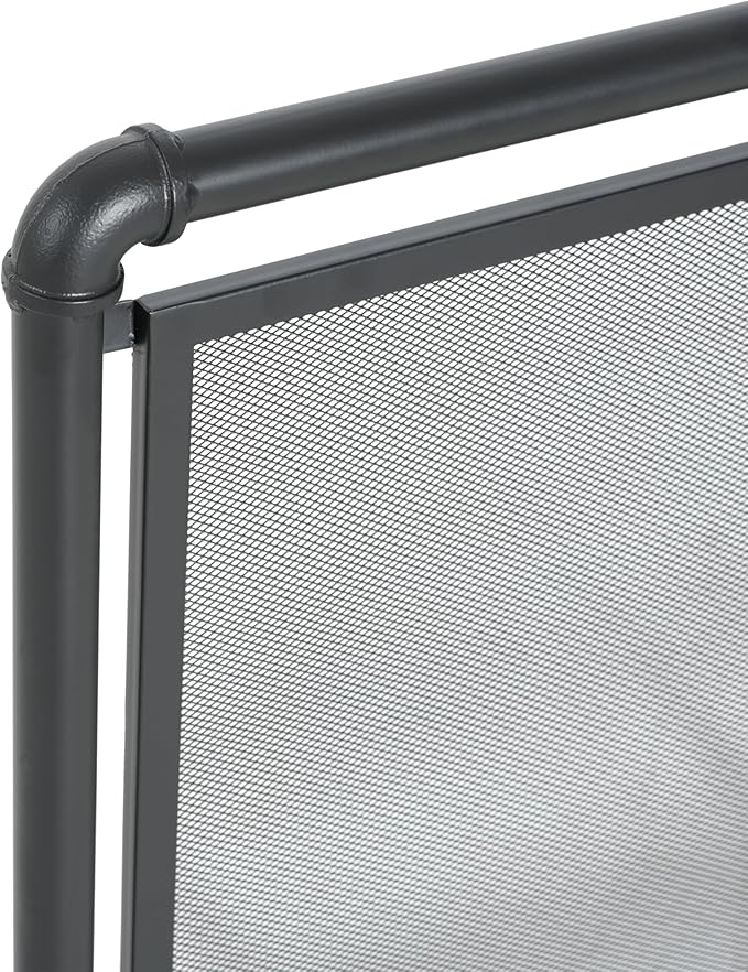 Christopher Knight Home Suho 1-Panel Iron Fireplace Screen, Durable Rectangular Fire Spark Guard with Wrought Metal Decorative Mesh, Heavy Duty with Water Pipe Design, 36" x 29", Black