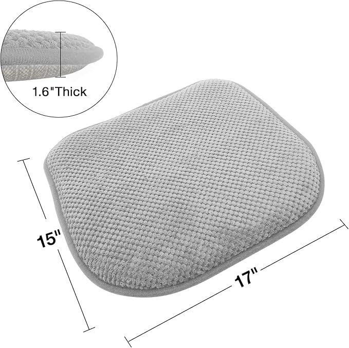 Silver Grey Foam Seat Cushions Kitchen Chairs Pads for Dining Chairs Non Slip Office Seat Cushions Washable U Shaped Soft Thick Large Metal Wooden Chair Cushions,17" x 15"