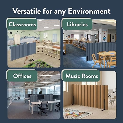 Angeles, Quiet Divider with Sound Sponge 48" x 6' Wall in Natural Tan, Free-Standing Classroom Partition for Enhanced Classroom Productivity and Noise Reduction, Lightweight, Portable, 1 Panel