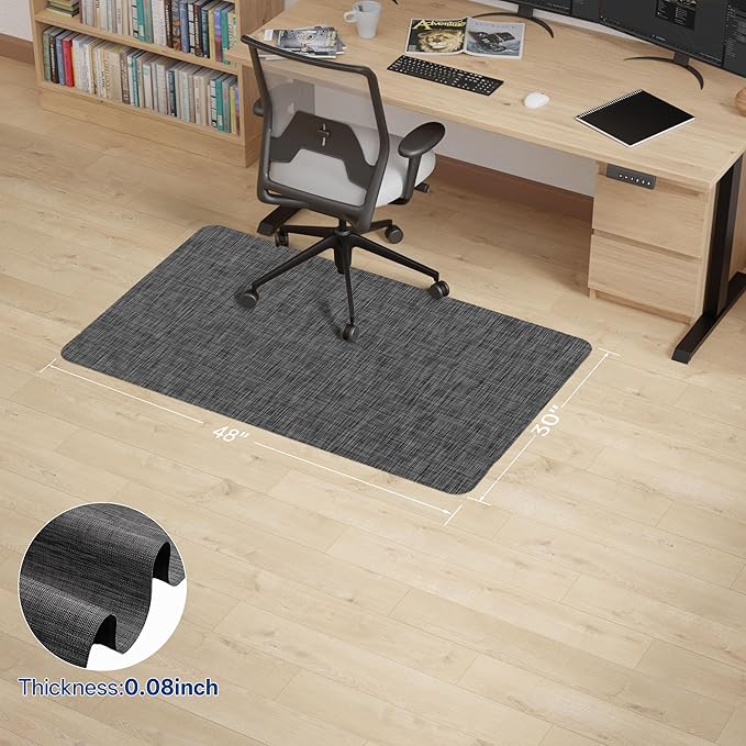 Office Chair Mat for Hardwood & Tile Floor, 30" x 48" Anti-Slip Desk Chair Mat, Easy Glide Floor Protector for Rolling Chairs, Floor Mat for Office Chair for Home Office (Dark Gery)