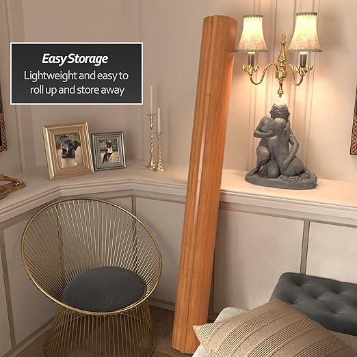 Red Lantern 6 ft. Tall Bamboo Wave Screen - Natural