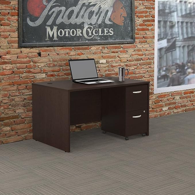 Bush Business Furniture Series C 60W Desk/Credenza Shell with 2-Drawer Mobile Pedestal