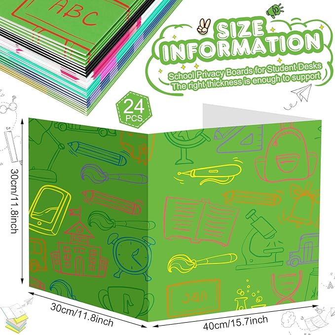 Harloon 24 Pcs Privacy Boards for Student Desk Dividers for Students Cardboard Privacy Folders Classroom Study Carrel Dividers Bulk Folder for Test Reduces Distraction(Stationery)