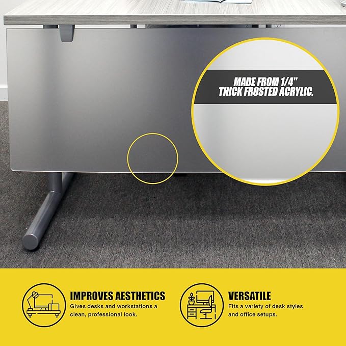 OBEX Table Mounted Modesty Panel Acrylic Desk Privacy Panel & Barrier for Office Cubicle, 24" x 36", Frosted