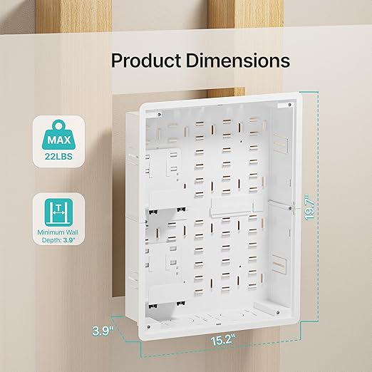 PEGZONE 17" in-Wall Media Box, Recessed Outlet Wall Box, Structured Media Enclosure for One Connect & Network Switches, Works with Fire TV Stick & Samsung -Friendly Cable Management Kit