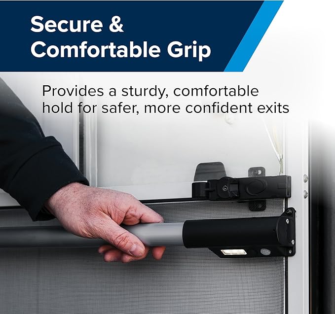 Camco Motion-Activated LED RV Screen Door Crossbar Handle - Features Motion Activated LED Lighting & Robust Aluminum Design - Adjustable Fit Compatible w/Most RVs- (2) AAA Battery (not incl.) (42330)