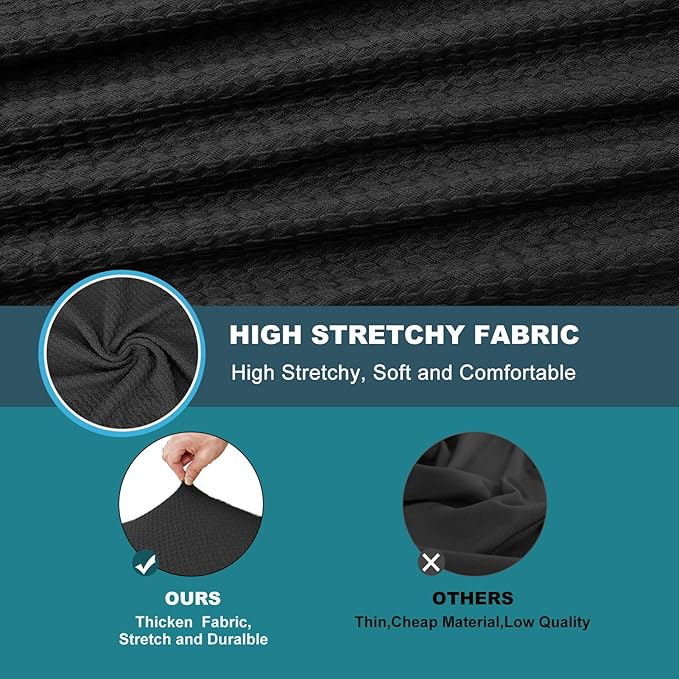 NeColorLife Large Office Chair Seat Cover Fits 19.7–26"–Stretchable Slipcover for Executive & Gaming Chairs,Washable & Removable,Fits Oversized Cushions,Black (Seat Only, 1PC)