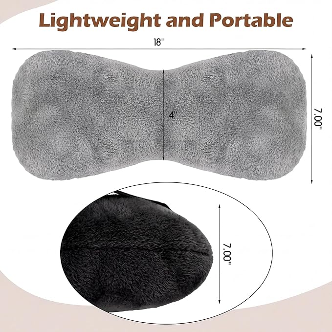 Colingmill 2 Pcs Neck Pillow for Recliner Headrest Pillow Bone Shaped Chair Plush with Adjustable Strap Neck Support and Pain Relief Curve Head Cushion for Car Travel Airplane (Black and Grey)
