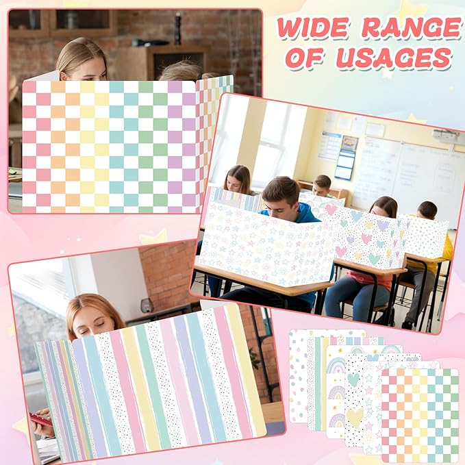 gisgfim 36 Pack Privacy Shields for Student Desk Pastel Desk Dividers Durable Privacy Folders Testing Dividers Shield Study Boards Panel Partition for Classroom Teacher Back to School Supplies
