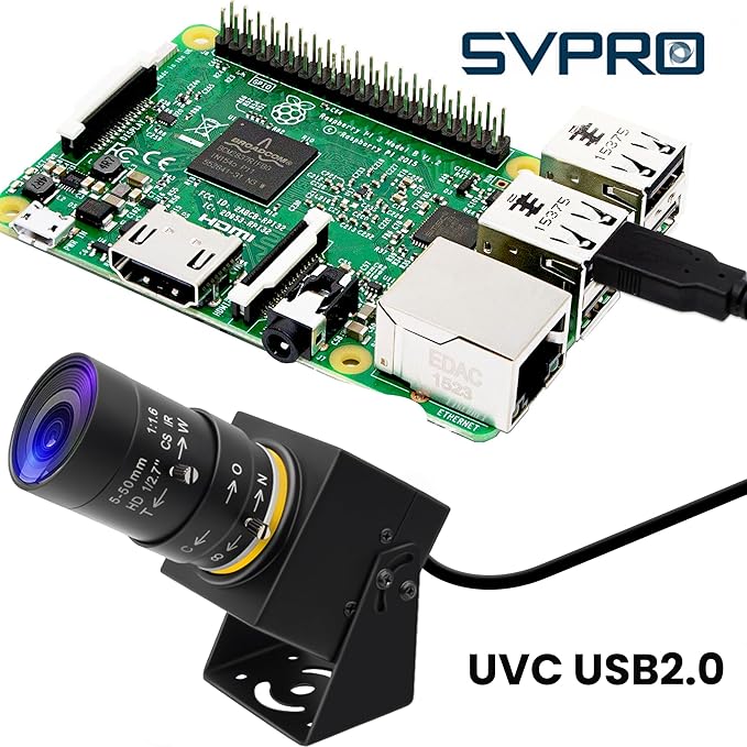 SVPRO 8MP USB Camera, Manual Focus Webcam with Varifocal 5-50mm CS Mount Lens-10X Zoom External Camera for Laptop PC Computer, UVC Plug and Play UVC