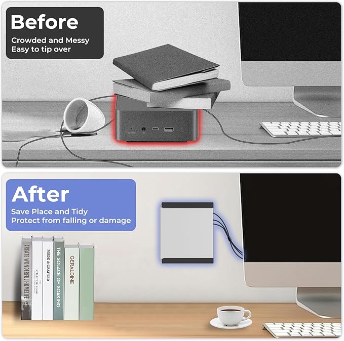 Metal Mini PC Mount for ACEMAGIC V1, M1, W1, K1, Intel Cere i9 Mini PC, Vesa/Wall/Under Desk, Only for ACEMAGIC Mini PC Wall Mount, Easy to Install, Black