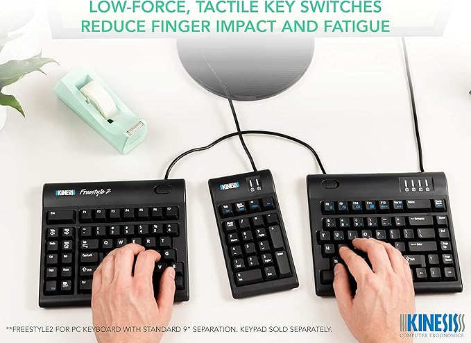 KINESIS Freestyle2 Ergonomic Keyboard for PC (9" or 20" Separation) (9" Separation)