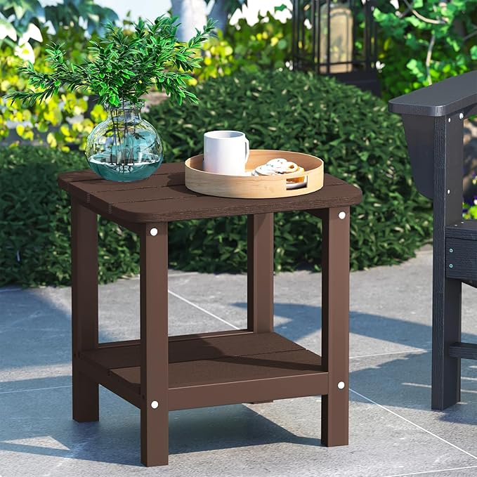 SERWALL Double Adirondack Side Table Set of 2, Rectangular End Table, Coffee