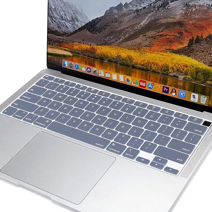 MOSISO Keyboard Cover Compatible with MacBook Air 13 inch 2022 2021 2020 Release A2337 M1 A2179 Retina Display with Touch ID Backlit Magic Keyboard, Waterproof Protective Silicone Skin, Lavender Gray