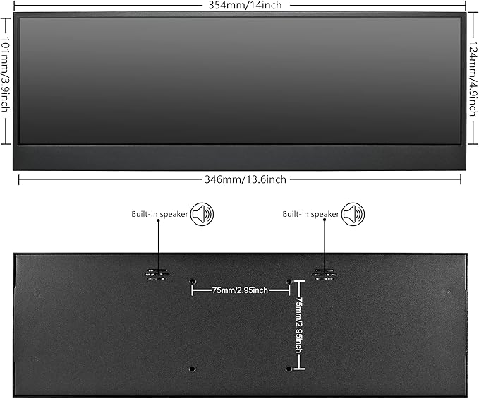 wisecoco 14'' 4K UHD IPS 3840x1100 Stretched Bar Touch Screen Display Monitor for Laptop Computer PC Speed Temperature Windows Aida64 CPU GPU HDMI Secondary Monitor for Music Media Timeline Editing