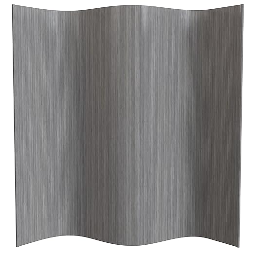 Red Lantern 7 ft. Tall Bamboo Wave Screen - Grey