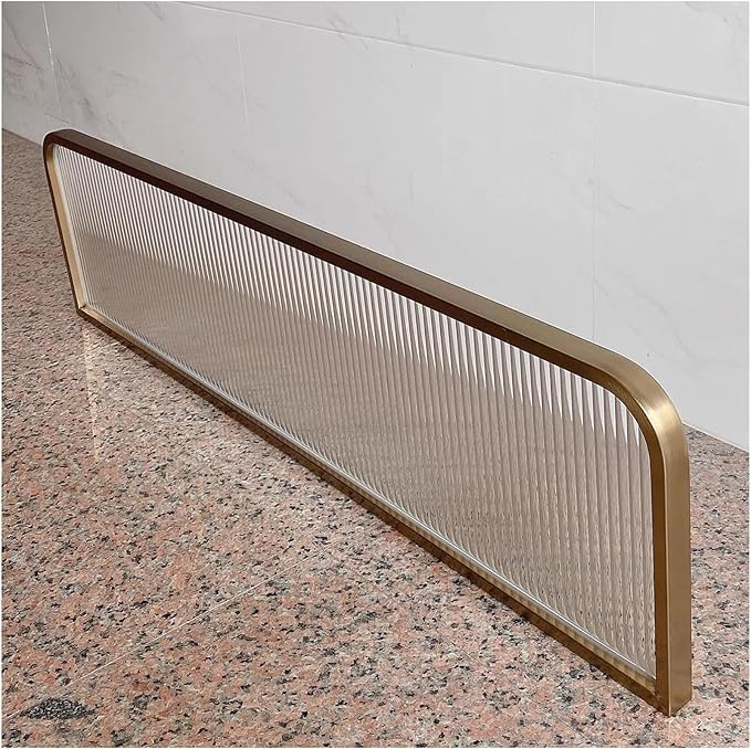 Countertop Low Fence Divide, Restaurant Decorative Partitions Grille,Dividers for Dining Areas,Gold Stainless Steels Frame Tempered Glass Panel, for Office, Restaurant, Hotel Bar (39.4 * 11.8IN)