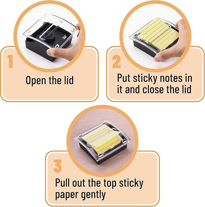 Mr. Pen- Pop Up Note Dispenser, 3" x 3", 3 Pack, Black Base, Clear Top, Sticky Note Dispenser, Sticky Note Holder for Desk