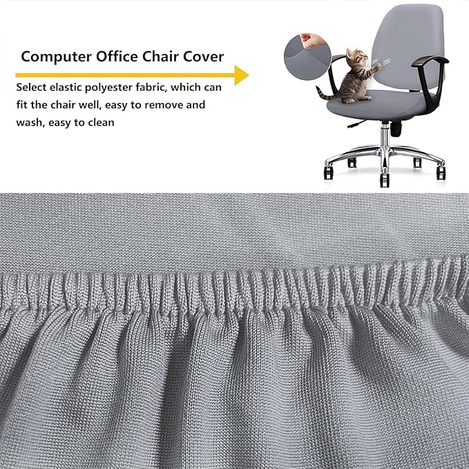 Office Chair Covers - 2 Piece Protective Stretchable Chair Seatcovers Stretch Chair Slipcover, Removable Washable Universal Armchair Cover Slipcover Chair Seat Cover Protector Cover