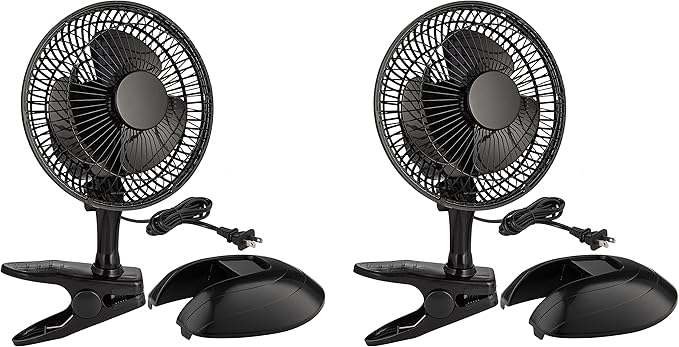 RamPro Portable Desk and Clip on Fan, 6 Inch Fans Small and Quiet Plug In, Small Personal Cooling Fan for Desk Home Bedroom Office, 2 Speed, Adjustable Tilt, Black, 2 Pc