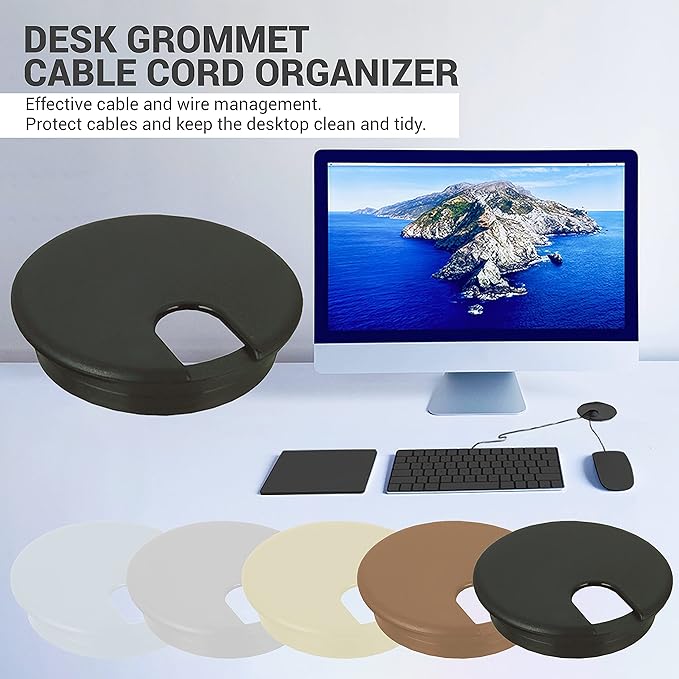 Rok Hardware 3" (76mm) Gray Round Computer Desk Table Port Wire Cable Cord Organizer Hole Cover Grommet, ROKRG3G