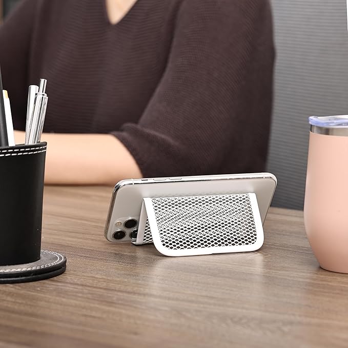 Mr. Pen- Metal Mesh Business Card Holders, 3 Pack, White, Durable Stainless Steel Card Stand for Desk, Office, and Business Use, Straight, Flat and Smooth Design