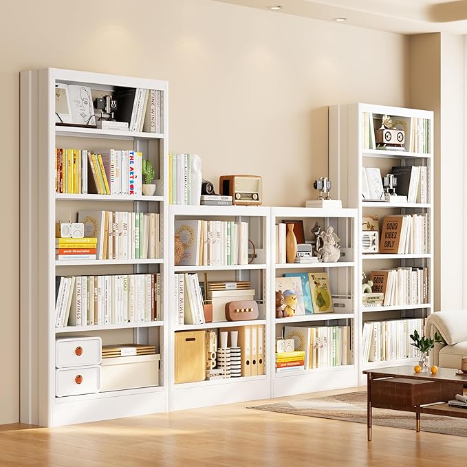 3-Tier Bookshelf with Adjustable Shelf, Metal Bookcase with Anti-Tip Kit & Book Stopper, 39.4" H Inch Small Bookcase for Living Room, Office, Small Spaces (White(3-Tier Bookshelf))