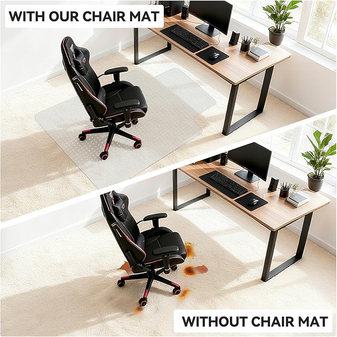 Office Chair Mat for Carpet with Lip, Flat Shipping Heavy Duty Hard Clear Chair Mats, Under Desk Protector Floor Mat, Smooth Glide Plastic Rolling Computer ChairMat (32x48 Inch)